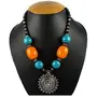 Oxidized Silver Multi-Colour Fashion Beads Necklace for Girls, 2 image