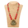 Red Onyx Stone Beads Oxidized Golden Necklace for Women, 3 image