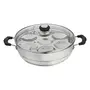 Stainless Steel Induction Compatible Multi Purpose Kadai with Glass Lid and 2 Idly Plates, 2 image