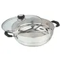 Stainless Steel Induction Compatible Multi Purpose Kadai with Glass Lid and 2 Idly Plates, 3 image
