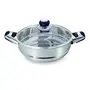 Stainless Steel Induction Base Wok Multi Purpose Kadai and Steamer 22cm with Glass Lid, 3 image