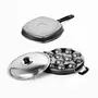 Sumeet Nonstick Stainless Steel Amez Grill Pan - 22cm and Grill Appam Patra Combo Set (Silver) - 12 Pcs, 11 image