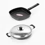 Sumeet Nonstick Stainless Steel Amez Grill Pan - 22cm and Grill Appam Patra Combo Set (Silver) - 12 Pcs, 5 image