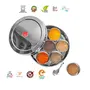 Sumeet Stainless Steel Belly Shape Masala (Spice) Box/Dabba/Organiser with 7 Containers and Small Spoon Size No. 11 (18.4cm Dia) (1.5 LTR Capacity), 2 image