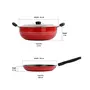 Sumeet Aluminium Cookware Set With Lid 1.5L 1 Kadhai With Lid 1 Tapper Pan (Red), 8 image
