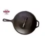 Induction Base Cast Iron Pan with Lid Black, 4 image