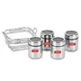 Sumeet 7in1 Stainless Steel + See Through Lid Masala Stand/Dry Fruit Stand with Stand and 7 Spoons, 14 image