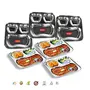 Sumeet Stainless Steel 3 in 1 Pav Bhaji Plate/Compartment Plate 21.5cm Dia - Set of 6pc, 3 image