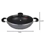 Non-Stick 2 Litre Kadhai with Glass Lid 24 cm (Induction and Gas Compatible) Black- TI3K12GL, 5 image