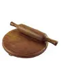 Miniature Wooden Beautiful Chakla Belan Toy for Kids -Not for Kitchen Use (13x13x2 cm Brown), 2 image