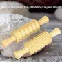 Corrugated Rolling Pin Clay and Dough Pattern Rolling Pin SetSturdy One-Piece Wooden Rollers are Made to Last 8-1/4" Size Wood (Pack of 4), 4 image