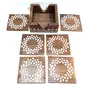 Wooden Handmade Set of 6 with Decorative Holder Tabletop Coasters for Tea Coffee Cups Mugs Beer Cans Bar Glass Indian Handicrafts(4inchx4inch) Square, 5 image