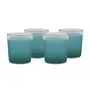 Frost Turquoise Tealight Holder Set of 4 Glass Votive Candle Holder Table with Free Candle, 2 image