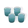 Frost Turquoise Tealight Holder Set of 4 Glass Votive Candle Holder Table with Free Candle, 3 image