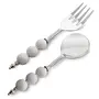 NoodlePasta Server and Serving Spoon Set of 2 Stainless Steel with White Ceramic Bead Handle