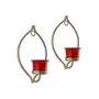 Set of 2 Decorative Golden Eye Wall Sconce/Candle Holder with Red Glass and Free T-Light Candles, 4 image