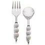 NoodlePasta Server and Serving Spoon Set of 2 Stainless Steel with White Ceramic Bead Handle, 2 image