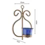 Set of 2 Decorative Golden Wall Sconce/Candle Holder with Blue Glass and Free T-Light Candles, 6 image