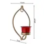 Set of 2 Decorative Golden Eye Wall Sconce/Candle Holder with Red Glass and Free T-Light Candles, 5 image