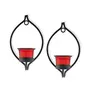 Set of 2 Decorative Black Eye Wall Sconce/Candle Holder with Red Glass and Free T-Light Candles, 2 image