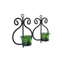 Set of 2 Decorative Wall Sconce/Candle Holder with Green Glass and Free T-Light Candles, 3 image