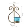 Set of 2 Decorative Golden Wall Sconce/Candle Holder with Turquoise Glass and Free T-Light Candles, 6 image
