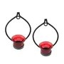 Set of 2 Decorative Black Eye Wall Sconce/Candle Holder with Red Glass and Free T-Light Candles, 3 image