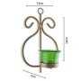 Set of 2 Decorative Golden Wall Sconce/Candle Holder with Green Glass and Free T-Light Candles, 6 image