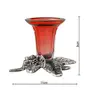 Antique Silver Candle Stand Grapevine Diya Holder Set of Two Red, 4 image