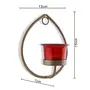 Set of 2 Decorative Golden Drop Wall Sconce/Candle Holder with Red Glass and Free T-Light Candles, 5 image