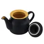 Ceramic Antique Chai Tea Cup Glasses with Beautiful Tea Pot Vintage Stoneware Made in India Products Multipurpose Ceramic Kitchen Items - Pack of 4 Cups + 1 Pot - Matt Black, 3 image