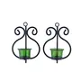 Set of 2 Decorative Wall Sconce/Candle Holder with Green Glass and Free T-Light Candles, 2 image