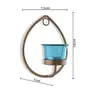 Set of 2 Decorative Golden Drop Wall Sconce/Candle Holder with Turquoise Glass and Free T-Light Candles, 5 image