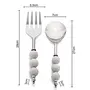 NoodlePasta Server and Serving Spoon Set of 2 Stainless Steel with White Ceramic Bead Handle, 4 image