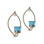 Pack of 2 Decorative Golden Eye Wall Sconce Candle Holder with Turquoise Glass for Home Decoration Moroccan Multicolor Mosaic Glass for Home Room Bedroom Lights Decoration | Made In India Products - Free Tea Light Candles, 4 image