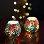 Tea Light Candle Holder for Home Decoration Home Room Decor Items Moroccan Multicolor Mosaic Glass for Home Room Bedroom Lights Decoration | Pack of 2, 6 image