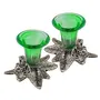 Antique Silver Candle Stand Grapevine Diya Holder Set of Two Green, 3 image