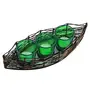 Black with Antique Golden Wire Cruise Three Votive Stand Green Candle Stand with Candles, 3 image