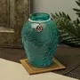 Crackle Flower Pot with Brooch Neck Turquoise Flower Vase Flower vase for Home Decor Items Flower Pot | Pack of 1