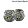 Tea Light Candle Holder for Home Decoration Home Room Decor Items Moroccan Multicolor Mosaic Glass for Home Room Bedroom Lights Decoration | Pack of 2, 3 image