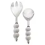 Salad Server Fork and Spoon Set of 2 Stainless Steel with White Ceramic Bead Handle, 2 image