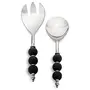 Salad Server Fork and Spoon Set of 2 Stainless Steel with Black Ceramic Bead Handle, 2 image