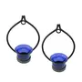 Set of 2 Decorative Black Eye Wall Sconce/Candle Holder with Blue Glass and Free T-Light Candles, 3 image