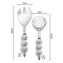 Salad Server Fork and Spoon Set of 2 Stainless Steel with White Ceramic Bead Handle, 4 image