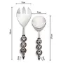 Salad Server Fork and Spoon Set of 2 Stainless Steel with Silver Round Glass-Bead Handle and Black Dots, 5 image