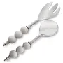 Salad Server Fork and Spoon Set of 2 Stainless Steel with White Ceramic Bead Handle