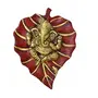 Multicolour Handmade Decorative Feng Shui Metal Pan Leaf Hanging Ganesh Ji Statue (red Color)