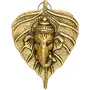 Metal Golden Ganesha On Leaf Wall Hanging Sculpture Lord Ganesh Idol Ganpati Lucky Feng Shui Wall Arts, 4 image