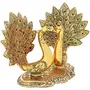 Metal Peacock Pair Decorative Showpiece(Aluminium Gold), 2 image