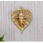 Metal Golden Ganesha On Leaf Wall Hanging Sculpture Lord Ganesh Idol Ganpati Lucky Feng Shui Wall Arts